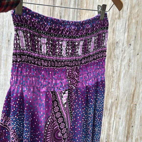 [New] Jumpsuit Style Drop Crotch Harem Pants (S-M) Purple-Blue-White Mandala - Picture 9 of 11